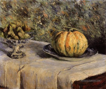 Gustave Caillebotte œuvres - Melon et Bol de Figues Nature morte Gustave Caillebotte 1880 Nature morte Gustave Caillebotte